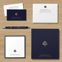 Elegant Navy Gold Tree Logo Business Essentials