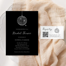 Minimal Disco Ball Black and White Bridal Shower