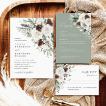 Sage Green Winter Floral Pine Wedding Suite