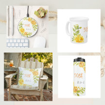 Elegant Yellow Flower Monogram Wedding Anniversary