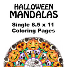 Halloween Mandala Coloring Pages - Single 8.5 x 11
