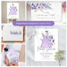 Bridal Shower-Chic Purple Flower Script