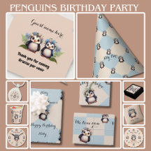 Cute Penguins Birthday Girl Party (Bilingual)