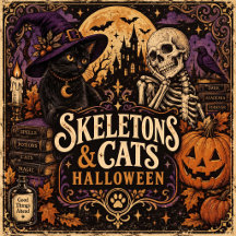 Skeletons & Cats Halloween
