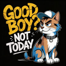 Good Boy Not Today Funny Cat Illustration