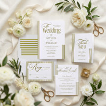 Elegant Modern Parisian Stripe Letterpress Wedding