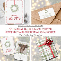 Whimsical Hand Drawn Wreath Doodle Frame Christmas