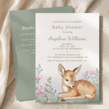 Whimsical Forest Fawn & Sage Green Baby Shower 