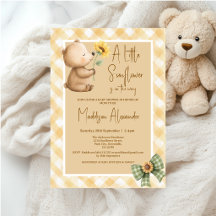 Sunflowers Brown Bear Baby Shower