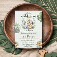 Watercolor Safari Baby Shower Invitation