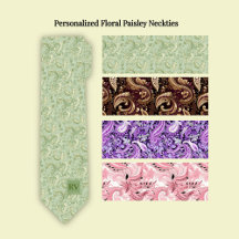 Personalized Floral Paisley Neckties