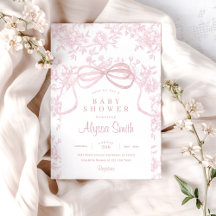 Pink Toile and Bow Baby Shower Set