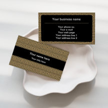 Greek Meander Key Square Brown Business Cards