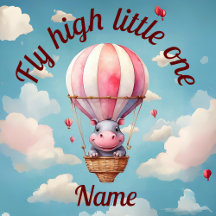 Cute Hippo in a Hot Air Balloon Nursery Decor