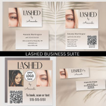 Beige Blush Lashed Minimal Script Business Suite