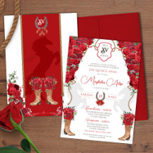 Lush Rose Red Floral Charro Quinceanera