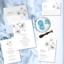 Pastel Dusty Blue & Gold Wildflowers Wedding