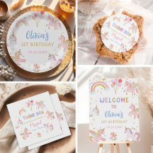 Unicorn Magical One Girl Birthday Party