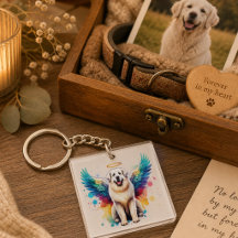 Watercolor Rainbow Angel Great Pyrenees Dog 