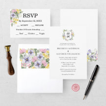 Elegant Wildflower Floral Monogram Crest Wedding