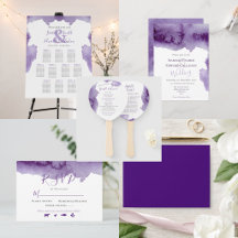 Amethyst Purple Watercolor Wedding Stationery