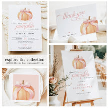 ASTER Blush Pink Bow Fall Pumpkin Baby Shower