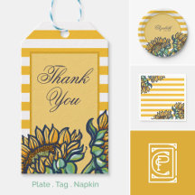 Yellow Sunflower With Stripes Adult Birthday Party