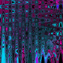Retro Aqua Magenta and Black Abstract Waves