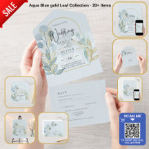 Aqua Baby Blue Sea Glass Eucalyptus Wedding Suite