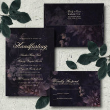 Dark Boho Gothic Purple Floral Wedding Suite