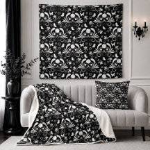 Black and White Gothic Damask Pattern