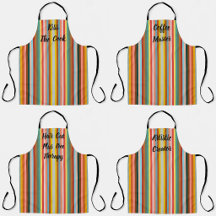 Aprons With Retro Pop Art Stripes And Text 