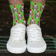 Cute Pet Photo with Santa Hat Christmas Socks
