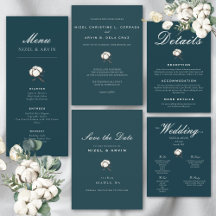 Dark Green Cotton Flower Elegant Wedding 