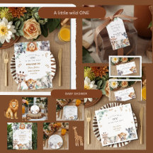 A Little Wild One Safari Baby Animals Baby shower 