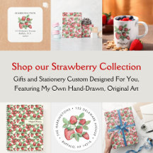 Strawberry Watercolor Art Stationery and Gifts