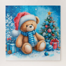 Cute Teddy Bears At Christmas Jigsaw Puzzles-3