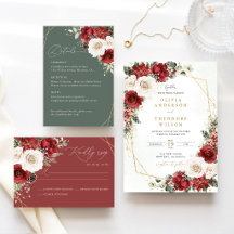 Burgundy Gold Winter Floral Wedding Suite