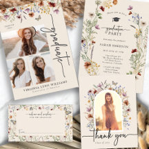 Rustic Boho Wildflowers Graduation Announcements