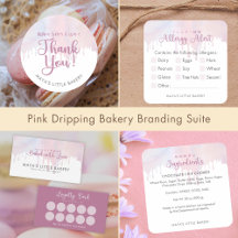 Pastel Pink Dripping Bakery Branding Suite