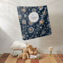 Poppies Blue Floral Botanical Pattern