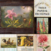 Floral Farmhouse Birds Tissue Paper and Decoupage