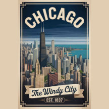 Vibrant Retro  Skyline Illustration – Vintage USA 