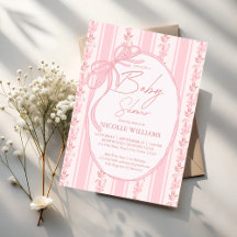 Retro pink stripes grand millennial baby shower