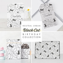 Urban Neutral Black Cat Birthday Party & Gift Wrap