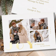 Modern Elegant Joy Christmas Foil Holiday Cards 