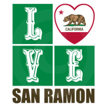 Love San Ramon California State Flag Heart
