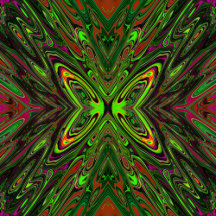 Trippy Retro Lime Green Abstract Butterfly