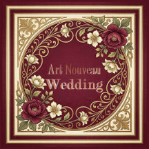 Art Nouveau Burgundy Roses Gold Luxury Wedding 