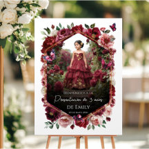 Burgundy Floral Presentación de 3 años Collection